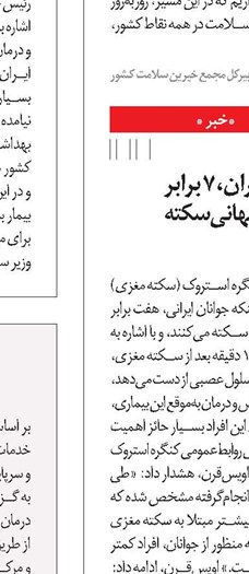 جوانان ایران، 7 برابر متوسط جهانی سکته میکنند!