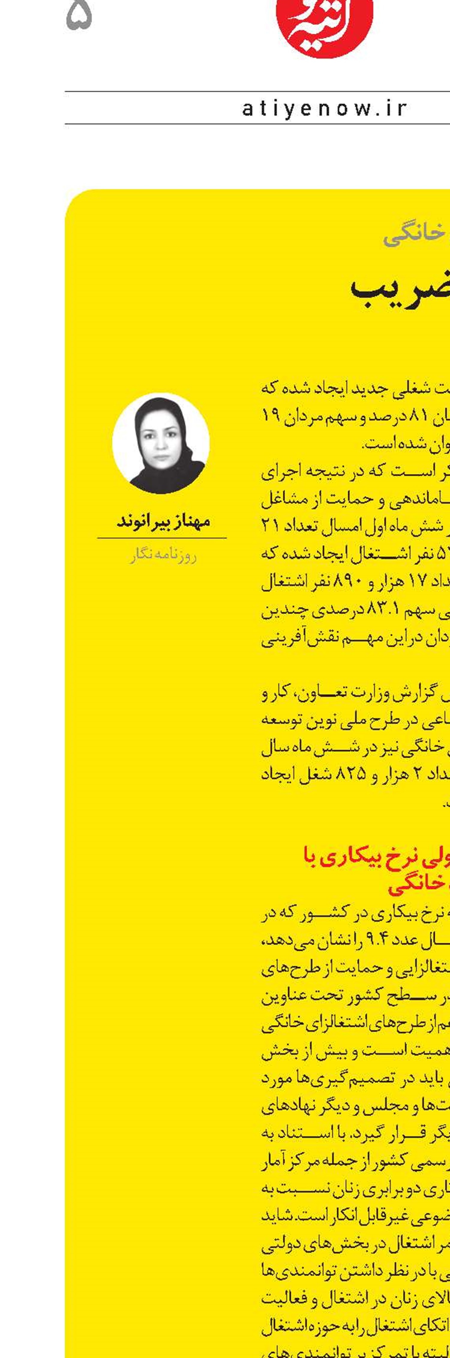 کار در خانه و افزایش ضریب اشتغال ملی 