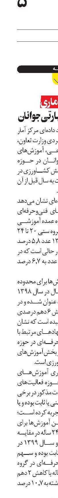  نگاه آماری  به آموزش‌ مهارتی جوانان