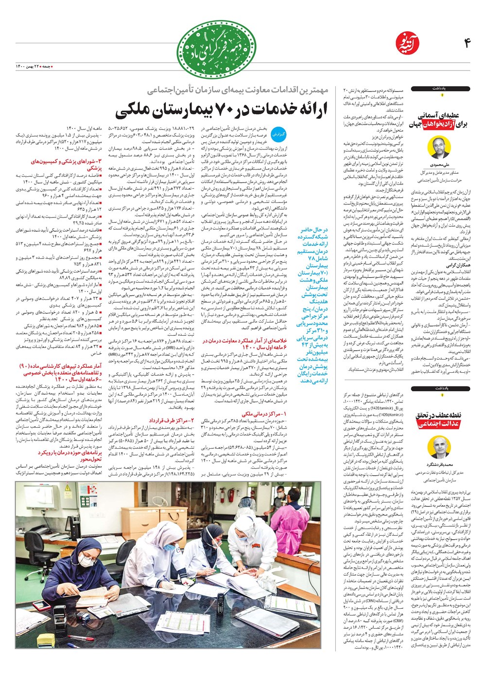 روزنامه تاریخ ۱۰ بهمن ۱۴۰۰