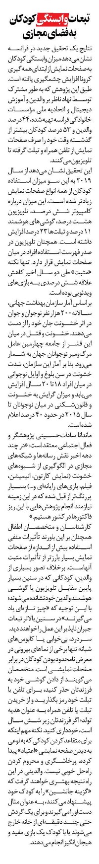 تبعات وابستگی کودکان به فضای مجازی