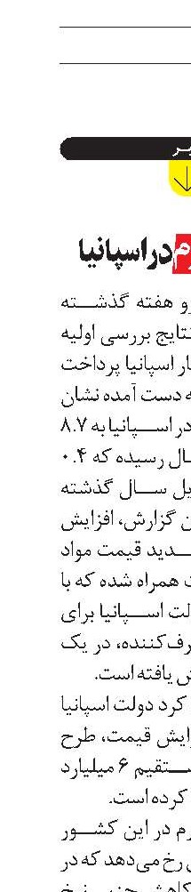 افزايش تورم در اسپانيا