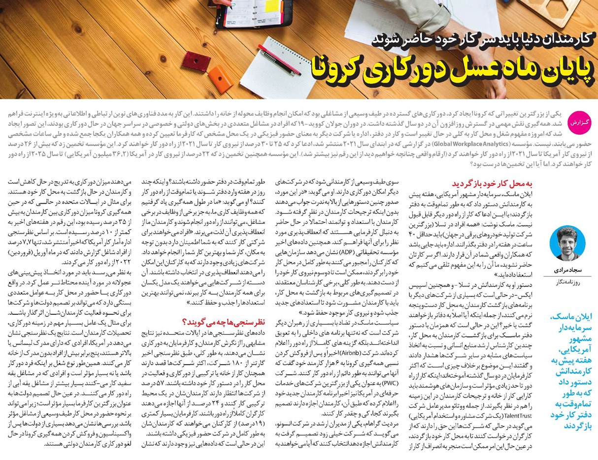 پايان ماه عسل دورکاری کرونا