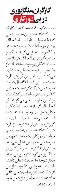 کارگران سنگاپوری در پی دورکاری