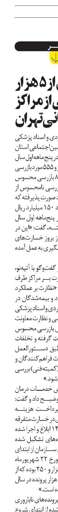 بیش از ۵ هزار بازرسی از مراکز درمانی تهران