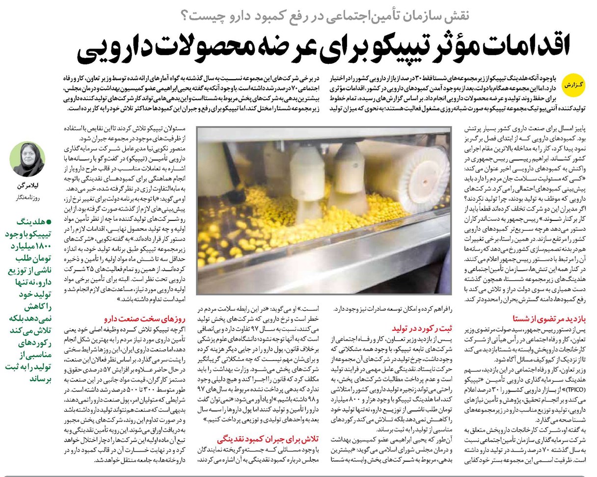 اقدامات مؤثر تیپیکو برای عرضه محصولات دارویی