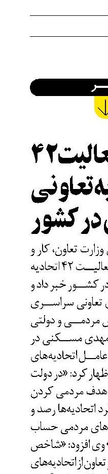 فعالیت ۴۲ اتحادیه تعاونی سراسری در کشور