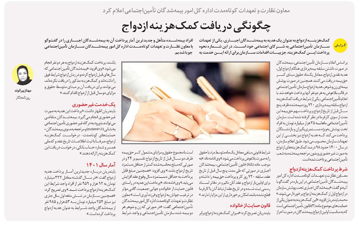 چگونگی دریافت کمکهزینه ازدواج