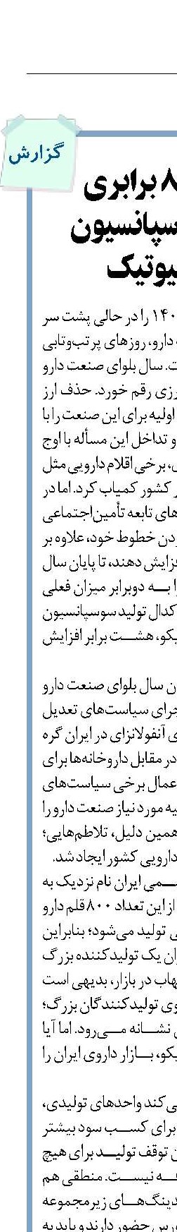 افزایش 8 برابری  تولید سوسپانسیون آنتی‌بیوتیک