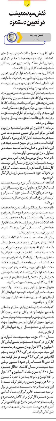 نقش سبد معیشت در تعیین دستمزد