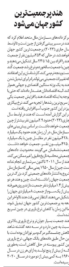 هند پرجمعیتترین کشور جهان میشود