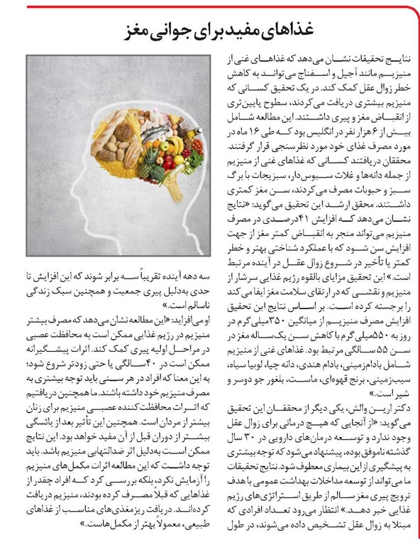 غذاهای مفید برای جوانی مغز
