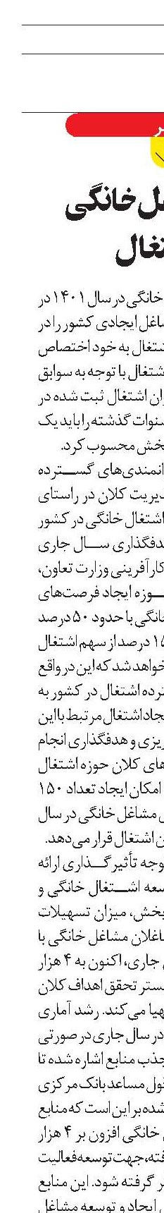 سهم مشاغل خانگی  از اشتغال 