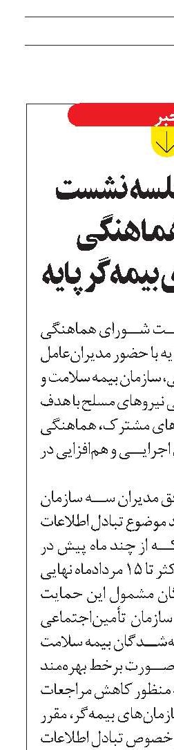 برگزار ی جلسه نشست شورای هماهنگی سازمان‌های بیمه‌گر پایه