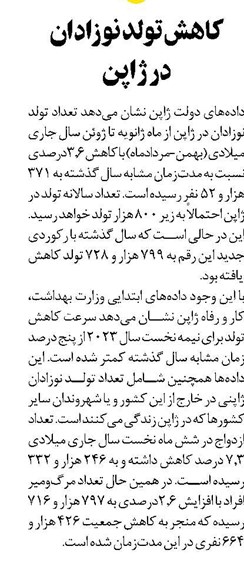 کاهش تولد نوزادان در ژاپن