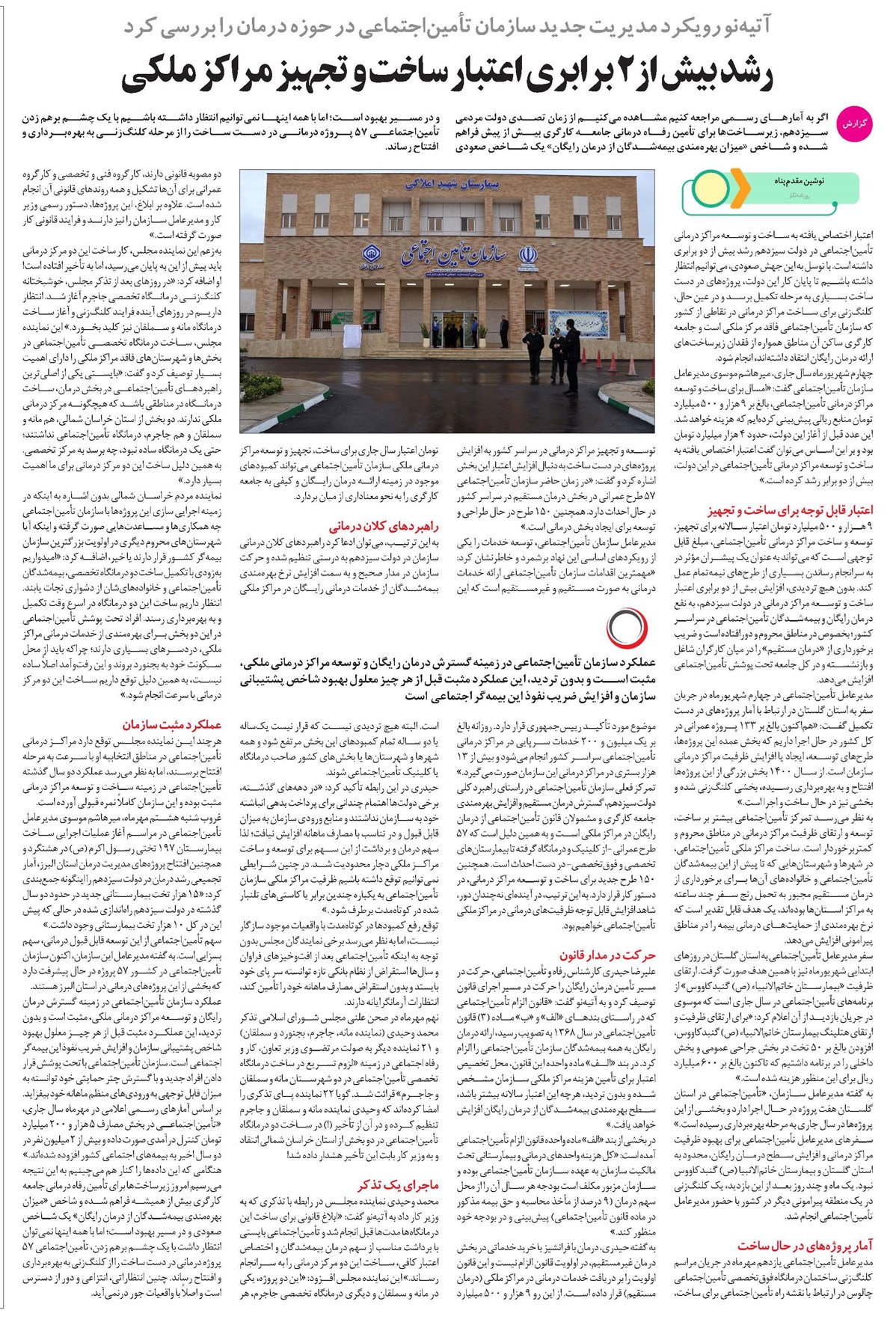 رشد بیش از 2 برابری اعتبار ساخت و تجهیز مراکز ملکی