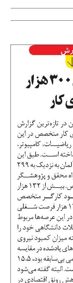 نیاز آلمان ۳۰۰ هزار نیروی کار