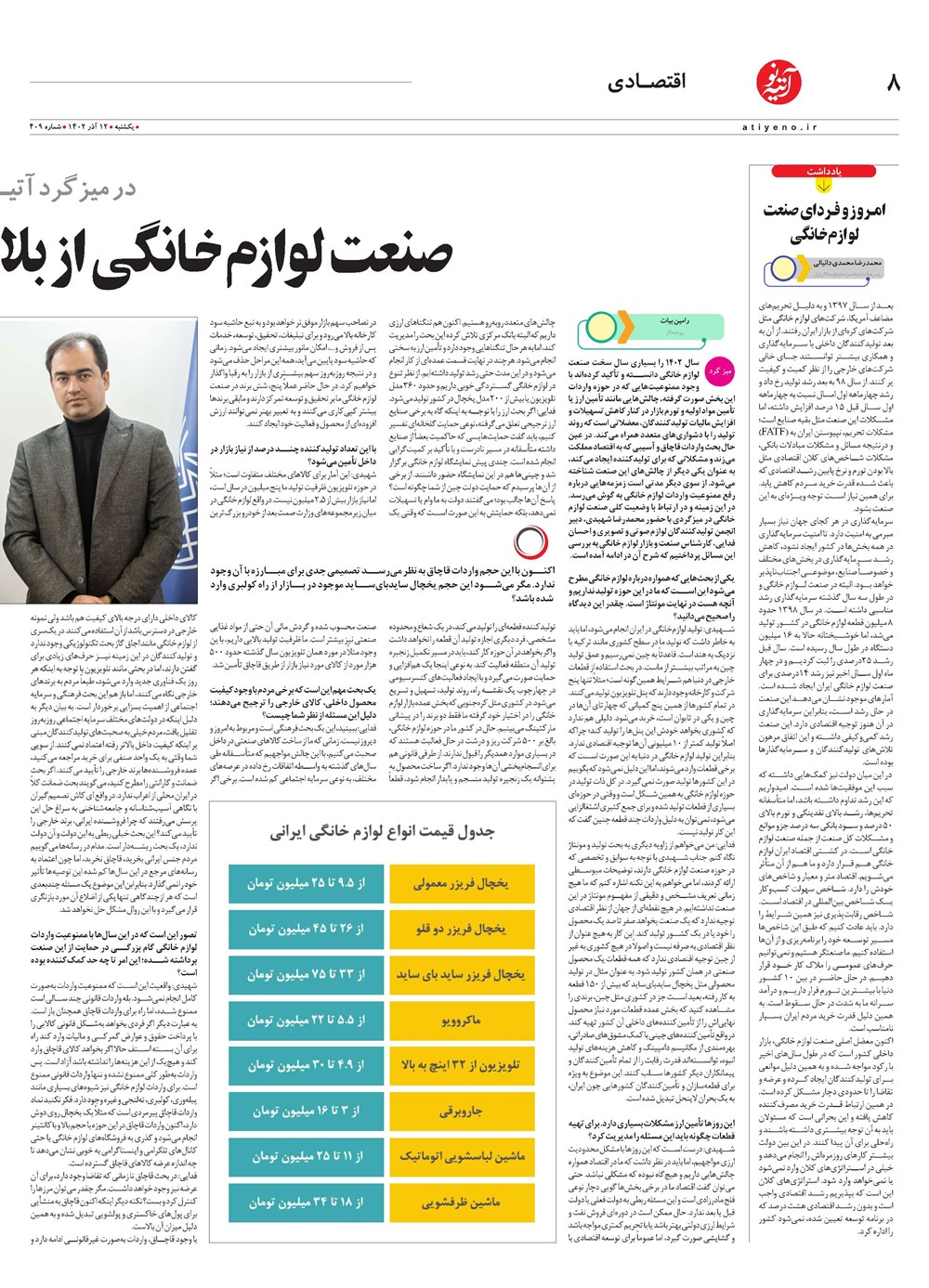 روزنامه تاریخ ۱۳ آذر ۱۴۰۲
