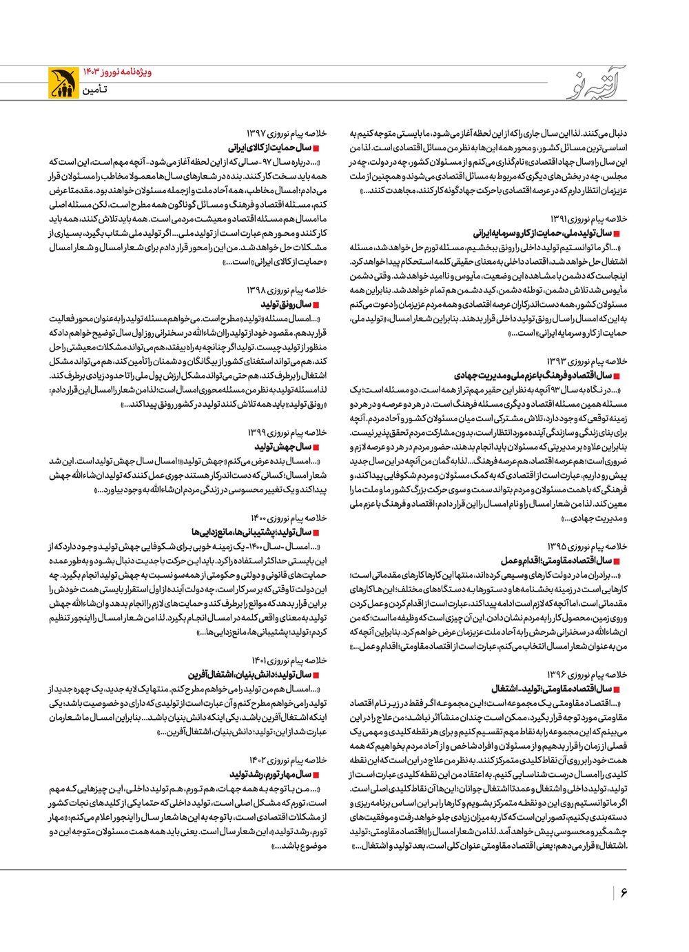 روزنامه تاریخ ۲۱ اسفند ۱۴۰۲