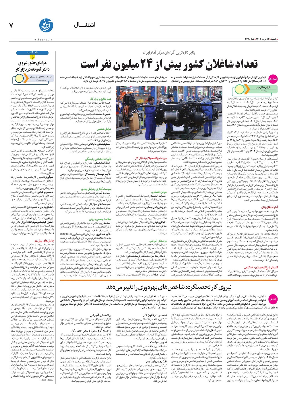 روزنامه تاریخ ۱۳ خرداد ۱۴۰۳