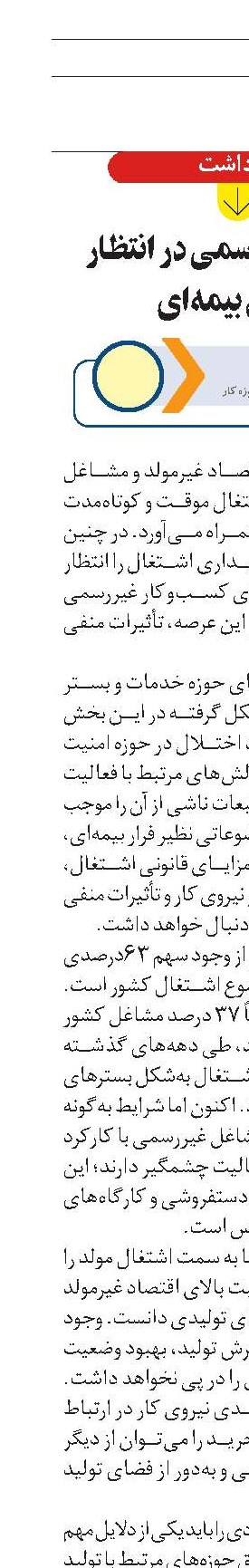 مشاغل غیررسمی در انتظار پوشش بیمه‌ای
