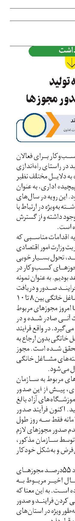 توسعه تولید  با تسهیل صدور مجوزها