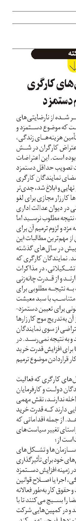 جایگاه تشکل‌های کارگری در ترمیم دستمزد