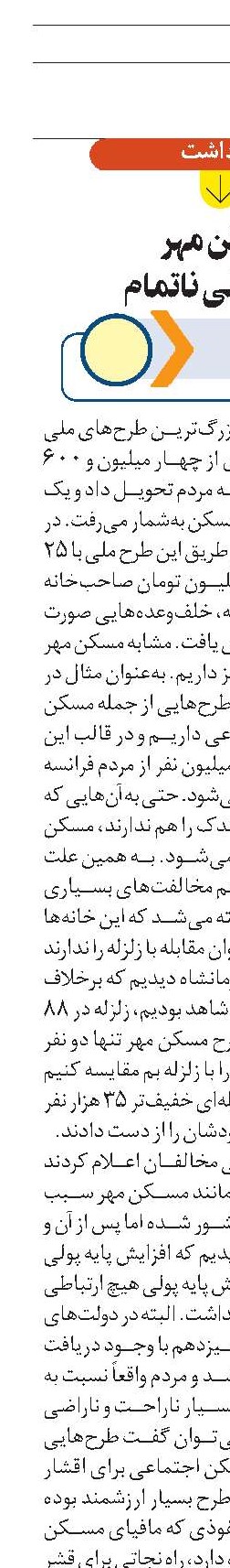 مسکن مهر  طرح ملی ناتمام