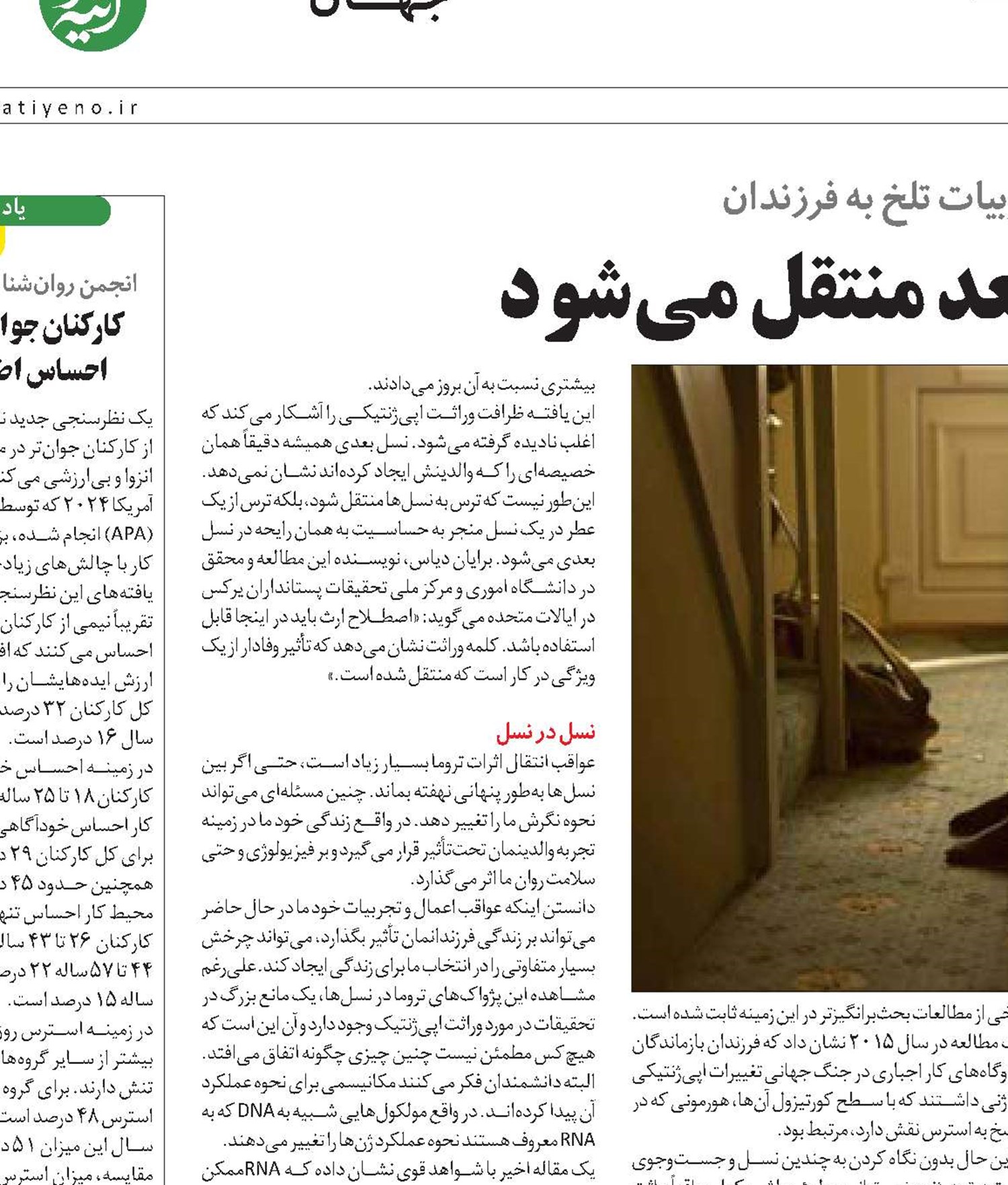 تروما به نسل‌های بعد منتقل می‌شود