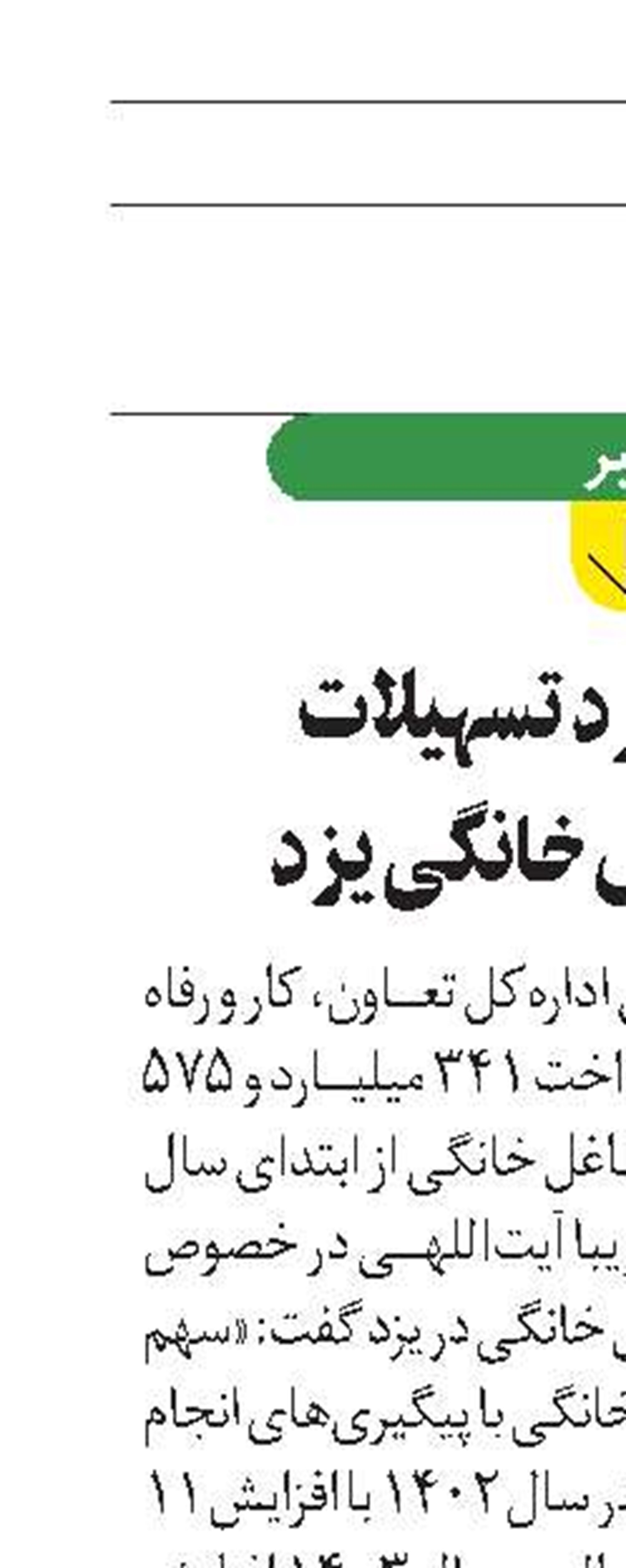 342 میلیارد تسهیلات  برای مشاغل خانگی یزد
