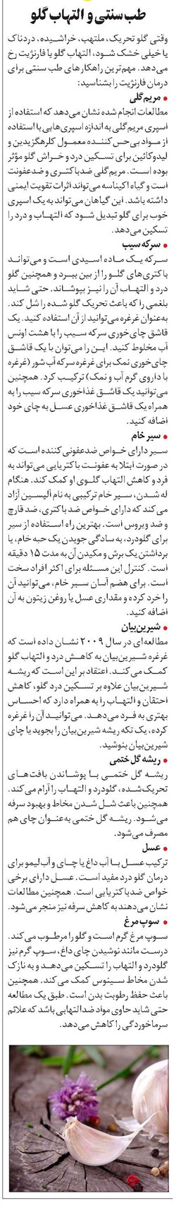 طب سنتی و التهاب گلو