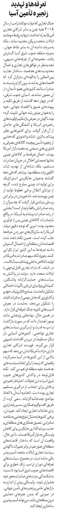 تعرفهها و تهدید زنجیره تأمین آسیا