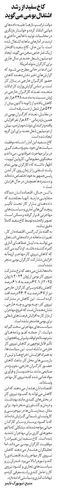کاخ سفید از رشد اشتغال بومی میگوید