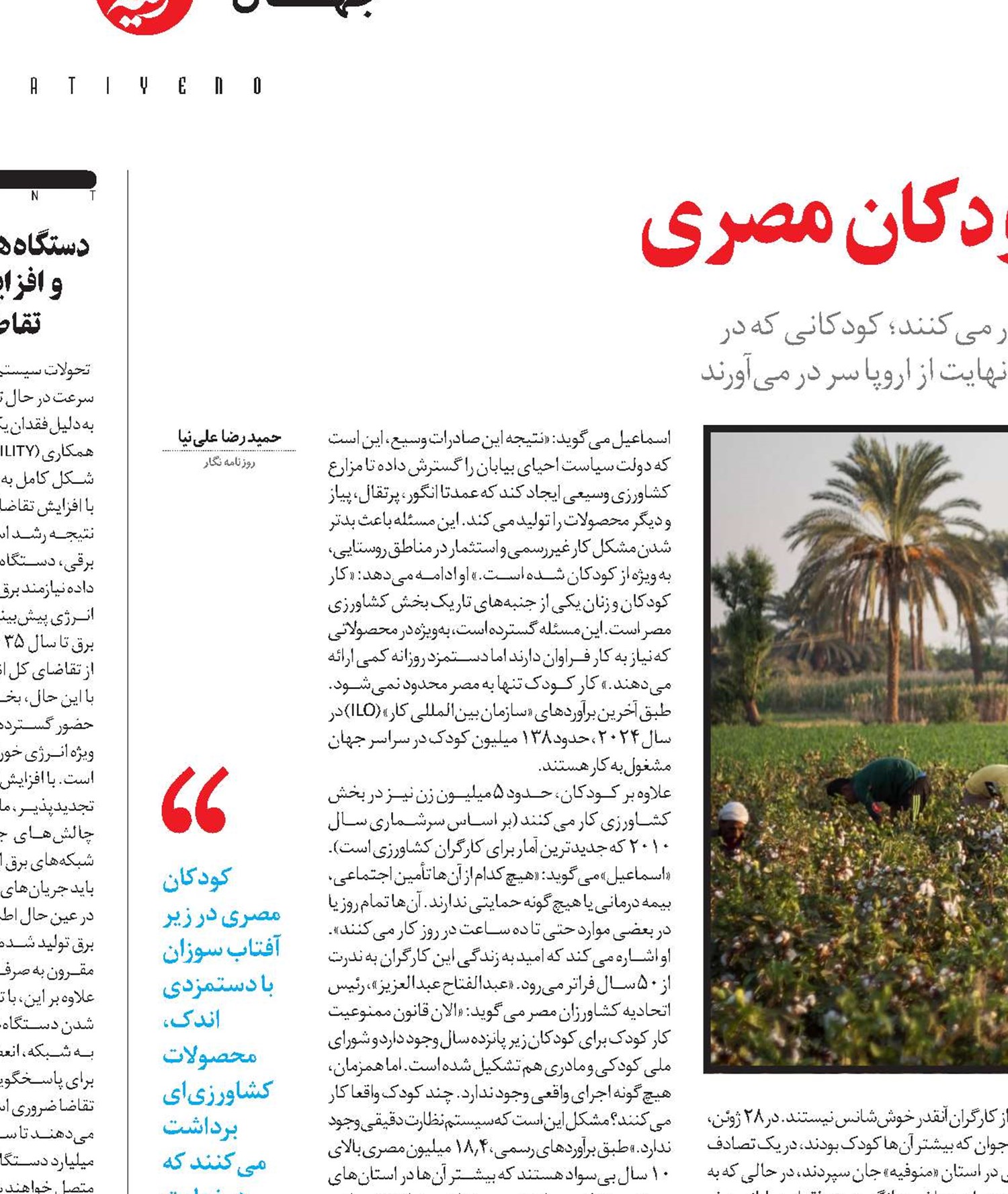 تولید غذای اروپا برعهده کودکان مصری