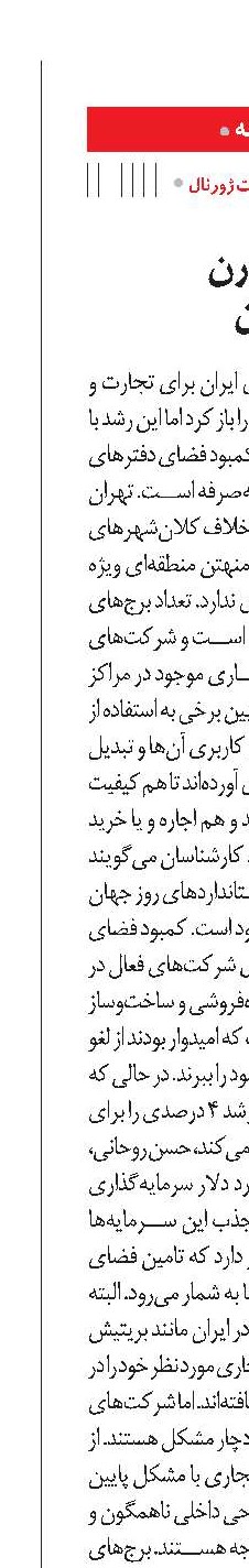 کمبود دفاتر مدرن تجاری در ایران